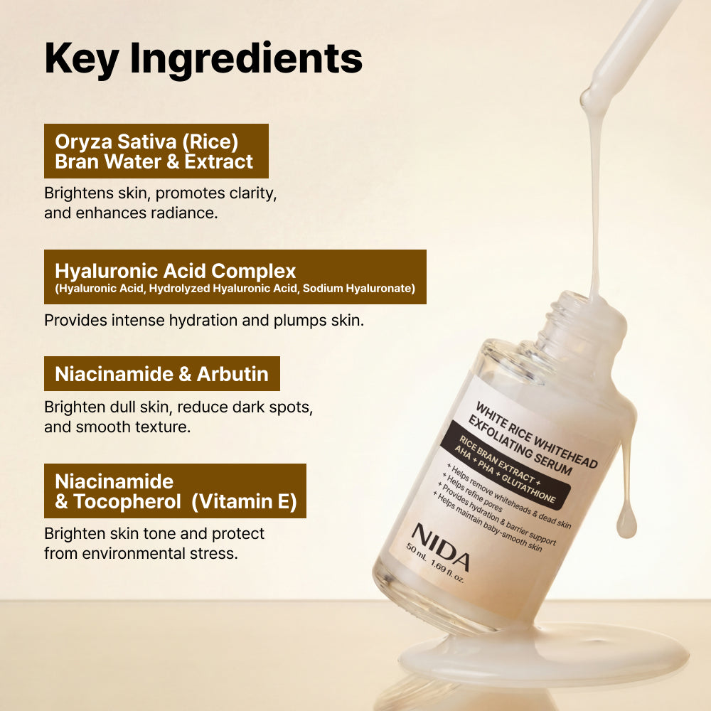 Nida White Rice Whitehead Exfoliating Serum